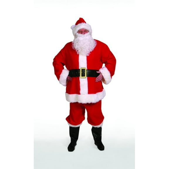 The Costume Center 7-Piece Red Duvetyne Economy Santa Claus Christmas Suit - Adult Size L