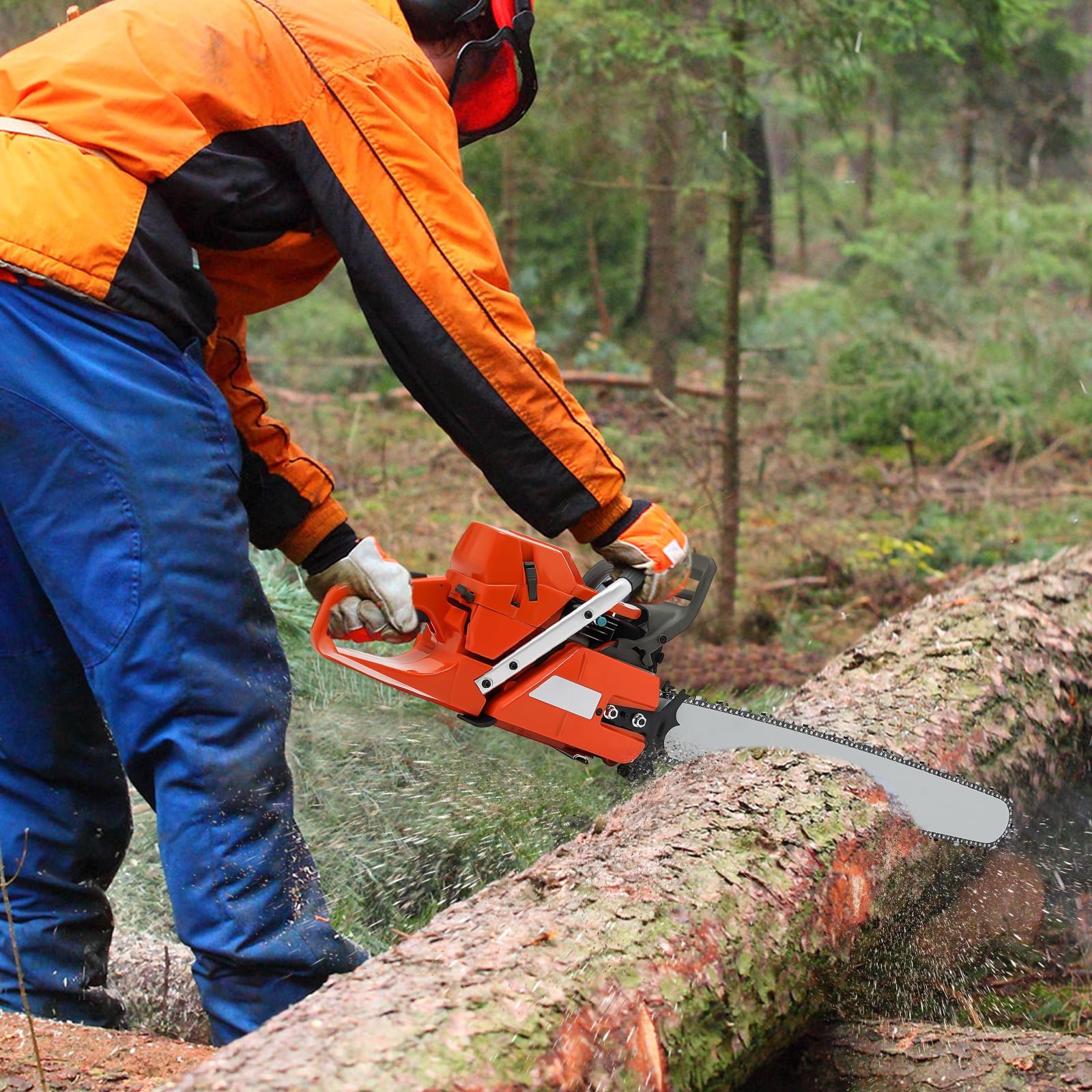 Peakora 28" 71CC Handheld Cordless Petrol Chain Saw with 2-Stoke Enegine 3.9KW Forest Wood Cutting Tool Set Single Cylinder Gas Powered Chainsaw 10000rpm for Garden Pruning Forest Logging