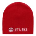 thumbnail image 5 of Let's Bike Embroidered Acrylic Short Beanie - Red OSFM, 5 of 5