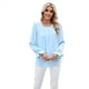 thumbnail image 2 of Blusa de Larga Abullonada para Mujer, Elegante, Informal, con Cuello Redondo, de , Holgada y Plisada. Azul XXL, 2 of 9