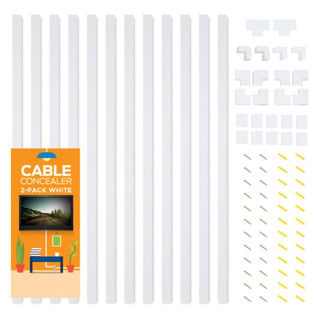 Trademark Cable Concealer On-Wall Cord Cover 12 Raceway Kit, White