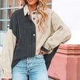 thumbnail image 2 of BLVB Womens Casual Button down Shirt Trendy Color Block Long Sleeve Blouse Tops Loose Fit Ladies Jackets Fall Clothes, 2 of 9