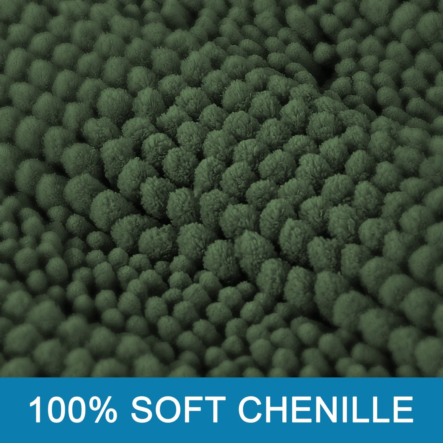 Extra Thick Chenille Striped Pattern Bath Rugs for Bathroom Non Slip - Soft Plush Shaggy Mats Floor, Indoor Entryway (Bronze Green, 32 x 20 Plus 24 17 Inches)