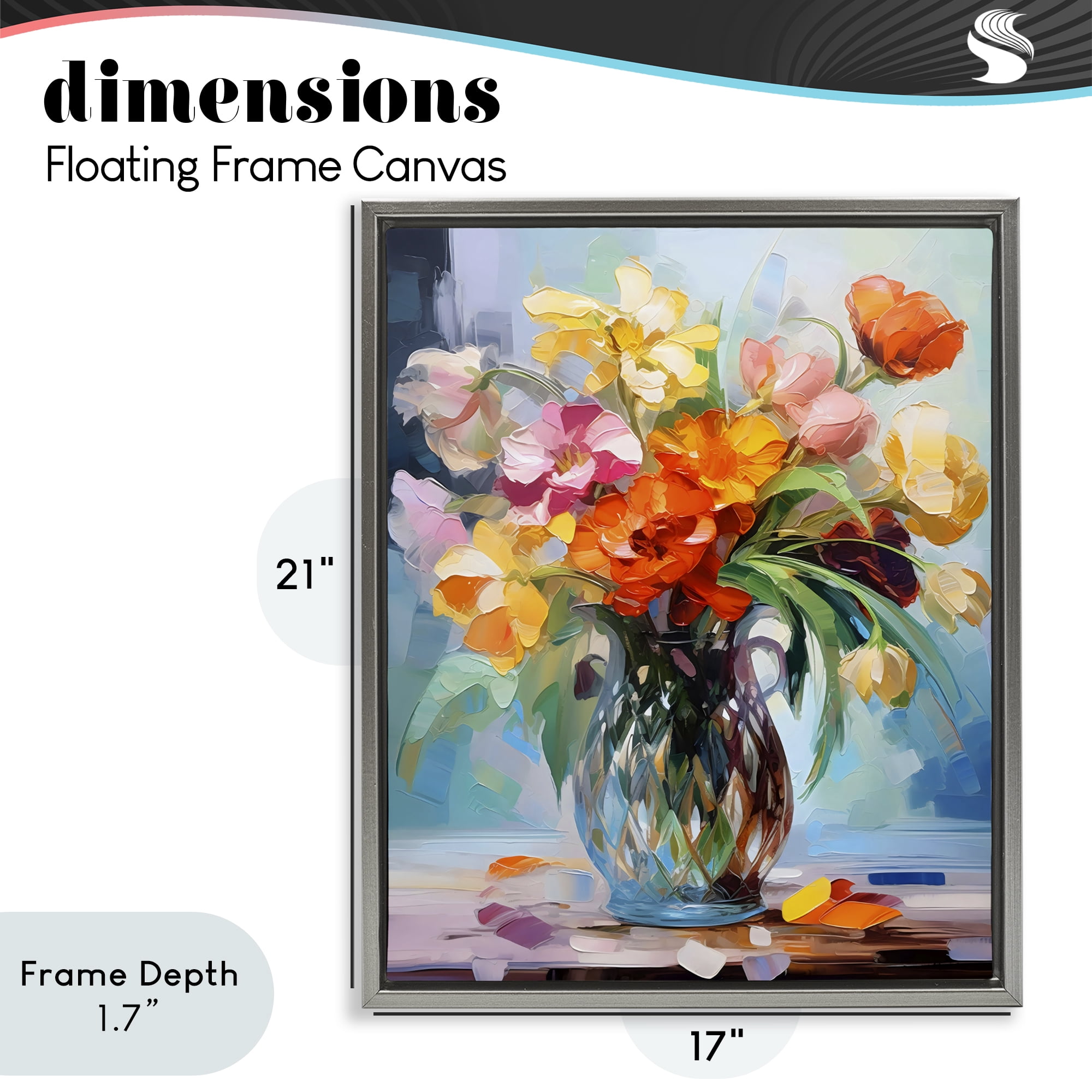 Stupell Industries Dreamy Bouquet of Vibrant Blooms Gray Framed Floater Canvas Wall Art, design by Creative Studio