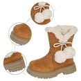 thumbnail image 4 of MEZZALL Child Girls Winter Fashion Boots With Bow And Pompom Detail Soft Suede Ankle Booties Kids Comfortable Warm Non- Sole Toddler Casual Footwear Boho Outdoor Solid Color Shoes, 4 of 8
