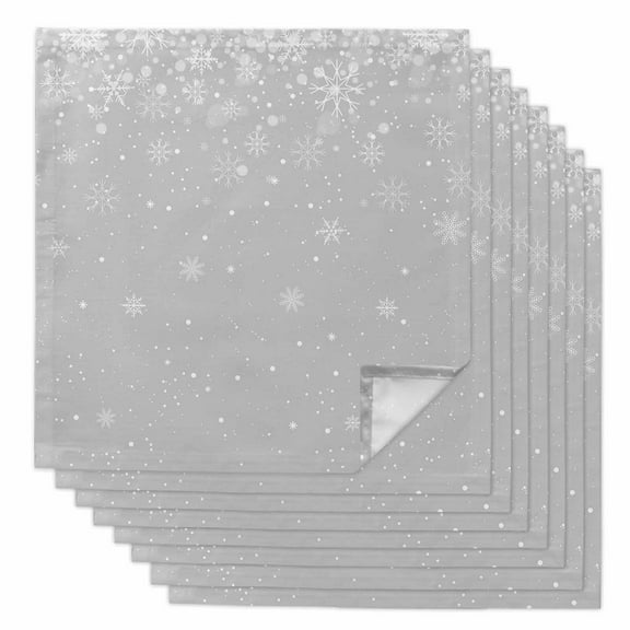 Boanket Grey Christmas Snowflake Cloth Napkins Set of 8, Holiday Napkins for Baby Shower, Winter Snowflake Xmas Washable Reusable Dinner Napkins for Cocktail Wedding Party, 20 x 20 Inch