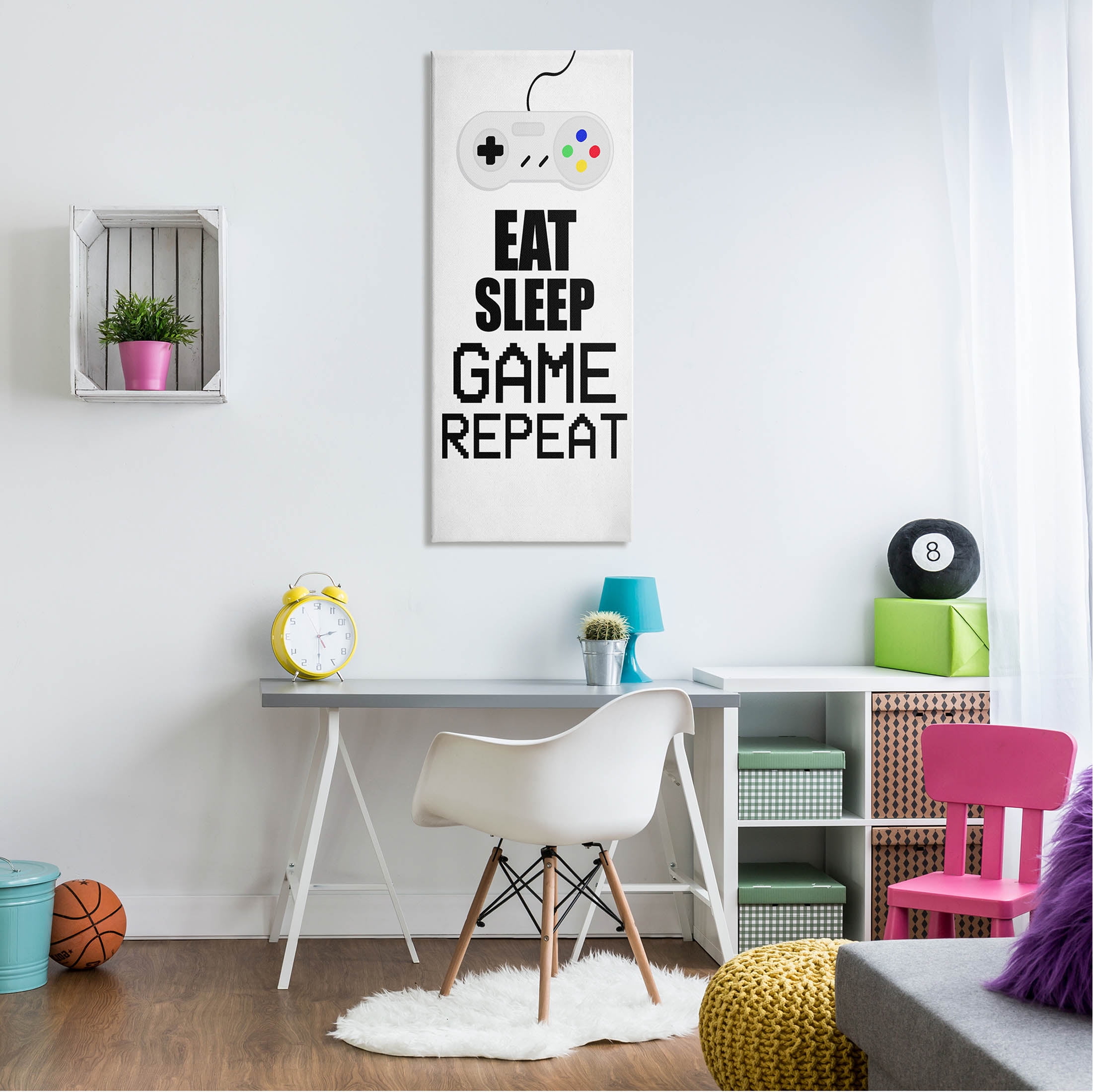 Stupell Industries Eat Sleep Game Repeat Controller Graphic Art Gallery Wrapped Canvas Print Wall Art, Design by Kim Allen