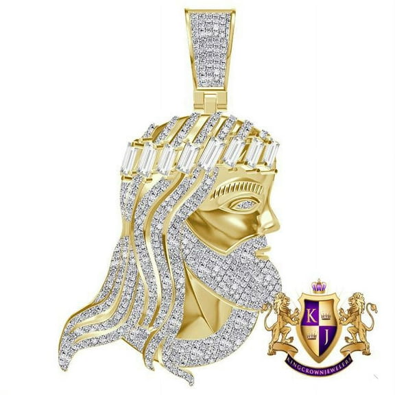 Real Diamond 0.61 Ct. Jesus Face Christ Head 10k yellow Gold On Pendant Charm