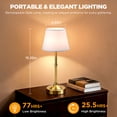 thumbnail image 2 of LUTEC Gold Cordless Rechargeable Lamp Sets of 2, Battery Operated LED Dimmable Touch Lamp, Fabric Shade, 2 of 8