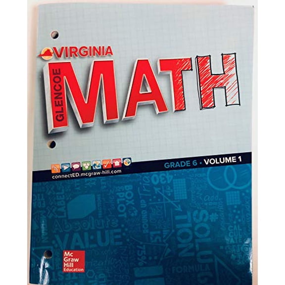 Pre-Owned Glencoe MATH, Grade 6, Vol 1,, Virginia Edition, 9780079066022, 007906602X, Paperback,