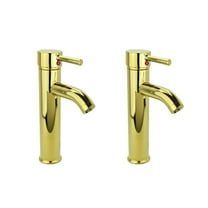 Bathroom Sink Faucets Gold PVD Brass Tap w/Supply Lines Single Hole 1 Handle| Renovators Supply - Set of 2