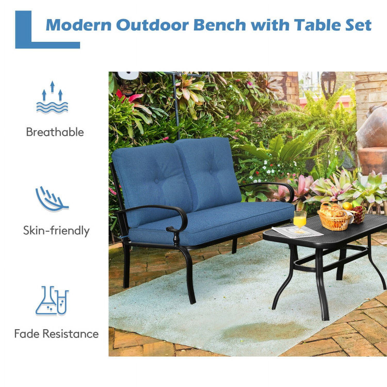 Aimee Lii 2 Pieces Outdoor Patio Furniture Set for Backyard and Poolside, Patio Conversation Sets, Blue