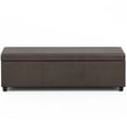thumbnail image 4 of Avalon 54 inch Wide Contemporary Extra Large Storage Ottoman Bench in Distressed Brown Vegan Leather, 4 of 14