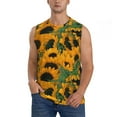 thumbnail image 2 of Goofa Sunflowers 7 Printed Men's Sleeveless T-Shirt - Athletic Gym Workout Tank Top for Men - Moisture-Wicking, UPF 30+ Quick-Dry Muscle Tee-XX-Large, 2 of 8