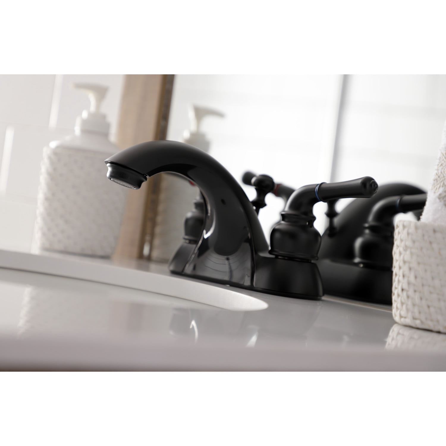 Kingston Brass KB2620B Naples 4 in. Centerset Bathroom Faucet, Matte Black