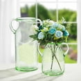 thumbnail image 5 of Flower Vase with Small Handle Clear Glass Vase Double Ear Decorative Handmade Air Bubbles Bluish Color Glass Vase for Centerpiece Home Decor, 5 of 17