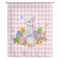 thumbnail image 2 of Easter Sheer Curtains 54 Inches Long, Spring Watercolor Bunny Eggs Butterflies Pink Plaid Light Filering Curtains, Breathable Simi Curtain Privacy Drapes for Kitchen Bathroom Nursery Window Treatment, 2 of 9