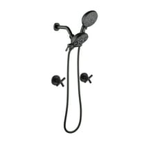 Cobbe Wall Mount with 7-Spray Patterns Dual Head 2-in-1 Hand Shower and 59-Inch Hose Bathroom Rain Shower System Matte Black