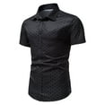 thumbnail image 2 of Floenr Mens T Shirts,Men's Casual Slim Print Button Lapel Short Sleeve Shirt, 2 of 9
