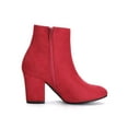 thumbnail image 3 of BLISSFUL STEP Women's Side Zipper Block Heel Ankle Boots Red 7, 3 of 8