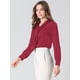 thumbnail image 2 of INSPIRE CHIC Blusa Elegante De Oficina De Trabajo Para Mujer, Camisa Plisada Con Cuello De Lazo Y Manga Larga Borgo?a M, 2 of 6