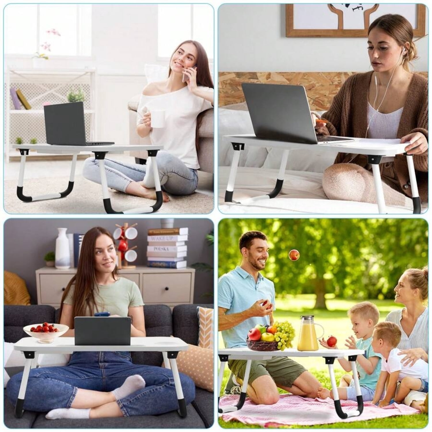 NTGFU Laptop Bed Desk Table Tray Stand with Cup Holder Drawer for Bed Sofa Couch Study Reading Writing On Low Sitting Floor Large Portable Foldable Lap Trays Eating and Laptops
