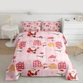 thumbnail image 2 of Feelyou Kawaii Santa Claus Full Size Comforter Sets for Child, Pink Christmas Stars Bedding Comforter Set, Happy New Year Reversible Bedding Sets, Super Cozy Room Decor, 3 Pieces, 2 of 8