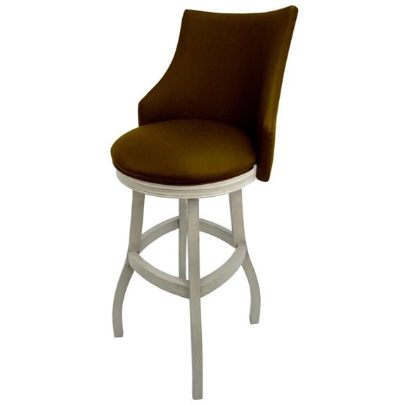 Tobias Designs 34" Swivel Wood Extra Tall Bar Stool in Brown/White