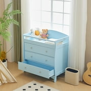 Ktaxon 3-Drawer Changing Table, Wood Infant Diaper Changing Station, Baby Dresser for Nursery, (Light Blue)
