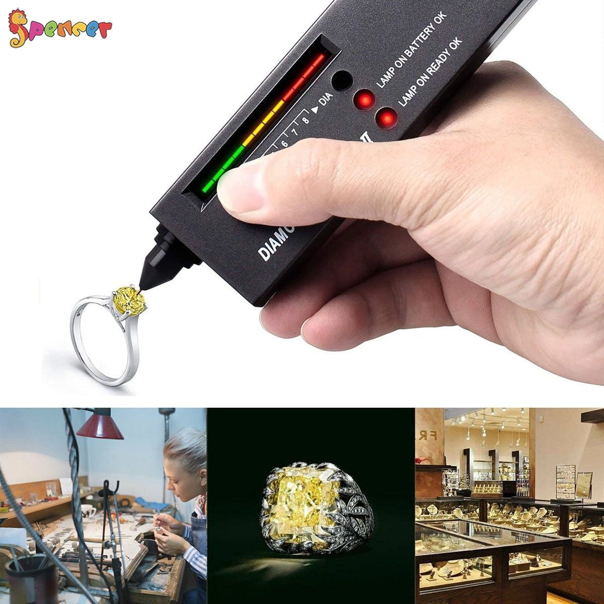 1 Set Jewelry Diamond Tester Checker Ring Measuring Testing Tool Kit Set Supply 