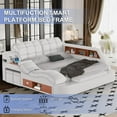 thumbnail image 4 of Multifunctional Queen Bed Frame, Upholstered Platform with Storage, Massage Recliner, Adjustable Headboard, Bluetooth Speaker & USB Charging Station, 4 of 8