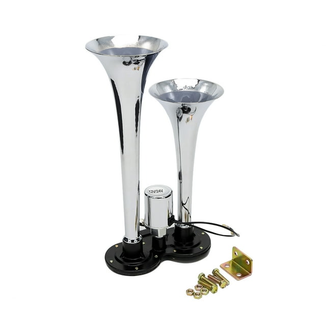 Kit de Haut-Parleur de Klaxon à Double Trompette Électrique Chromé 150dB /24V Universel pour Camion de Train