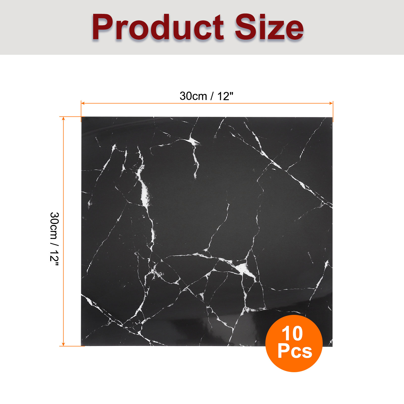 Uxcell 10Pcs Peel and Stick Marble Tiles, Waterproof Wall Panel Backsplash, 12"x12" Peel and Stick Shower Tiles for Bathroom, Black and White Root Design