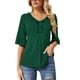 thumbnail image 1 of Camiseta Casual Falbala Cuello en V Media Manga Acampanada Tops Sueltos Básicos de Moda para Mujer, 1 of 6