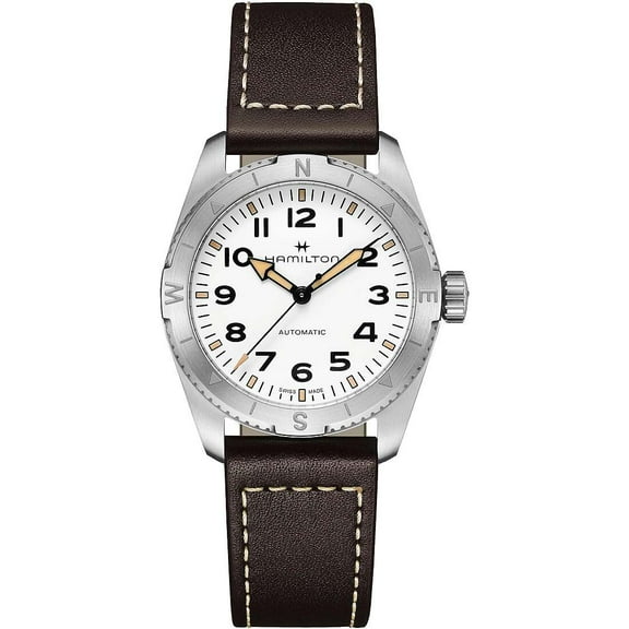 Hamilton Khaki Field Expedition Leather Strap White Dial Automatic H70225510 100M Men's Watch