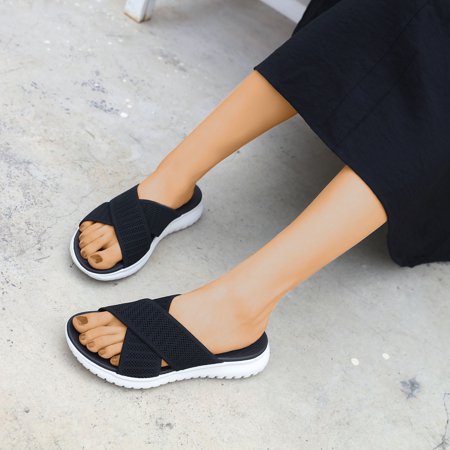 

Kukoosong Flat Sandals Women Flip Flops for Women Shoes Flat Low-heeled Floral Flip Flops Sandals Casual Beach Slippers Black Size 35