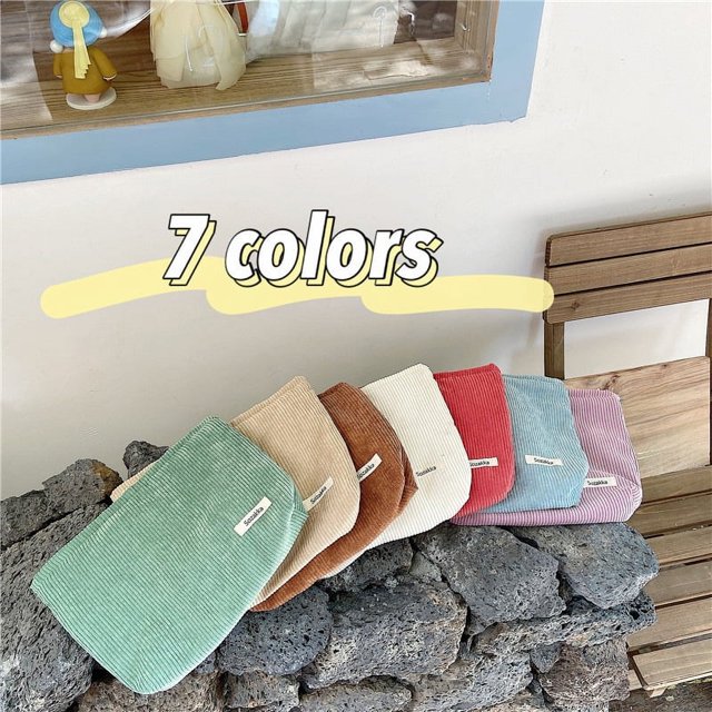 Bolsa de cosméticos de pana para mujer, popular, de gran capacidad, para cambio de maquillaje, lápiz labial, teléfono móvil, bolso de mano