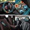 thumbnail image 4 of Uorisanigo Tribal Turtle 14 Pieces Automotive Seat Cover Car Steering Wheel Cover Cars Headrest Cover Car Armrest Cover Water Cup Pad Auto Seat Belt Cover Anti-slip Elastic Fit for Cars,SUVs, 4 of 6