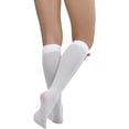 thumbnail image 2 of ToBeInStyle Women's Opaque Knee High w/ Plaid Satin Bow - White/Red/White, 2 of 6