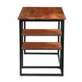 thumbnail image 4 of 45 Inch Tubular Metal Frame Desk with Wooden Top and 2 Side Shelves, Brown and Black, 4 of 7
