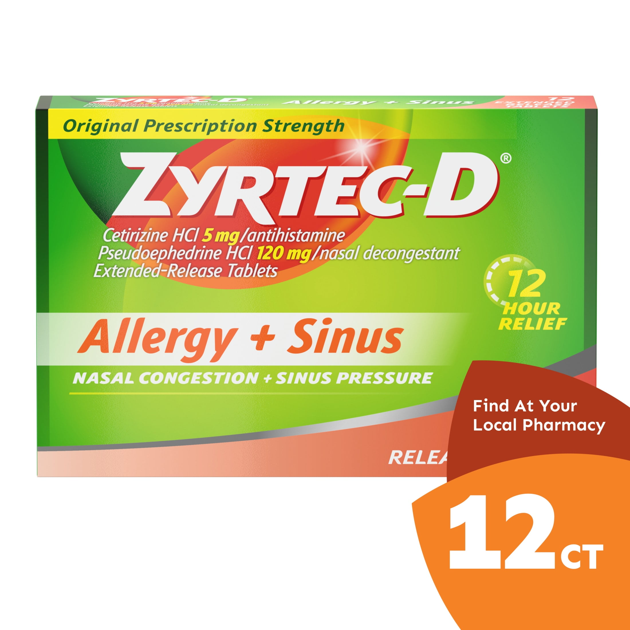 Zyrtec D 12 Hour Allergy Relief Nasal Decongestant Tablets 12 ct Zyrtec D 12 Hour Allergy Relief Nasal Decongestant Tablets 12 ct