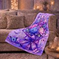 thumbnail image 6 of Romantic Butterfly Floral Bouquet Purple Bow Fantasy Garden, Cozy Friendship Quote Scene, Warm Flannel Blanket for Living Room and Reading Nook, Art Lovers Friendship Gift, Fantasy Home Decor, 6 of 9