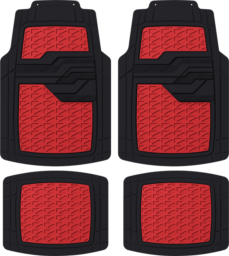 Auto Drive Universal 4 Piece Anti Slip Red Metallic Car Floor Mat