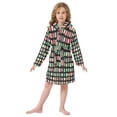thumbnail image 6 of FORMRS Niños Bathrobe Unisex Hooded Robe Soft Plush Pajamas Sleepwear, Size 4-6T, Green Block Pattern, 6 of 7