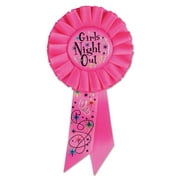 Pack of 6 Hot Pink "Girl’s Night Out" Diva Bachelorette Party Rosette Ribbons 6.5"