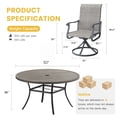 thumbnail image 5 of Vicllax 7-Piece Outdoor Patio Dining Set Metal Swivel Chairs & Round Steel Table with Umbrella Hole, 5 of 10