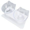 thumbnail image 3 of Cuenco doble inclinado de 15° para gatos con protector de cuello, comedero para mascotas, para el hogar, tienda de mascotas y sala de estar (base blanca transparente)., 3 of 14