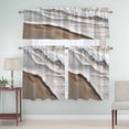 thumbnail image 5 of Beach Ocean Wave Curtain Valances Set Abstract Art Coastal Brown Gradient Kitchen Curtains 36&nbsp;inch Length Rod Pocket Valance and Tiers 3 Piece Set Small Bedroom Bathroom Laundry Decor, 5 of 9