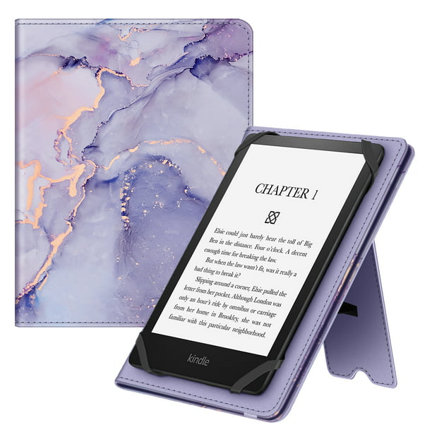 Fintie Universal Case for Inch Tablet/eReader - Premium PU Leather Protective Sleeve Stand Cover with Card Slot & Hand Strap for 6", 6.8", 7" Kindle/Kobo/Pocket Book E-Book Tablet, Lilac Marble -
