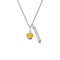 thumbnail image 2 of Delight Jewelry 12mm Faceted Yellow Glass Spinner Silvertone Courage Strength Wisdom Honesty Bar Charm Necklace, 23", 2 of 4